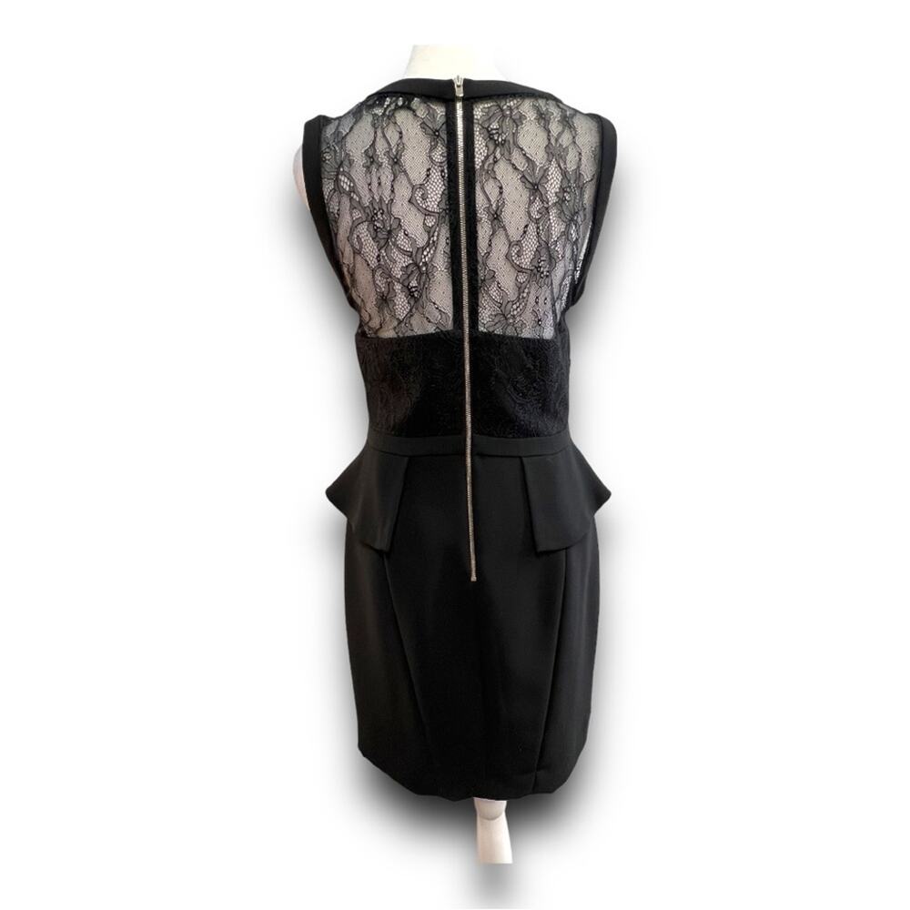 SANDRO Sleeveless Black Sheer Lace Sweetheart Neckline Peplum Cocktail Dress SZ1 - Picture 6 of 14